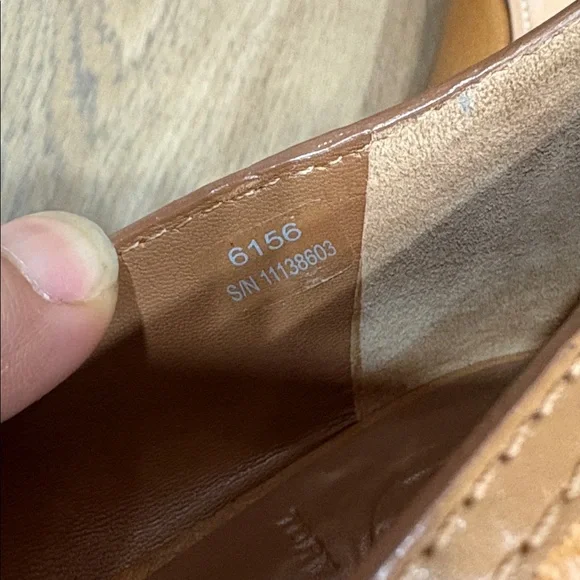 Tory Burch Royal Tan Pebbled Leather Peeptoe Ballet Flats Selma Gold NEW 9.5 - Picture 7 of 8